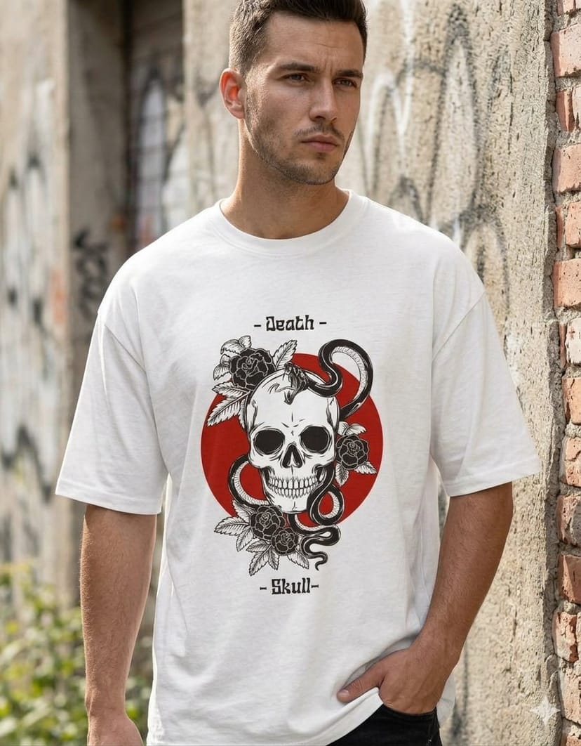Oversized Jersey T-Shirt (Death Skull) - Image 1
